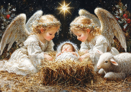 Angel Nativity Rice Paper by Reba Rose Creations