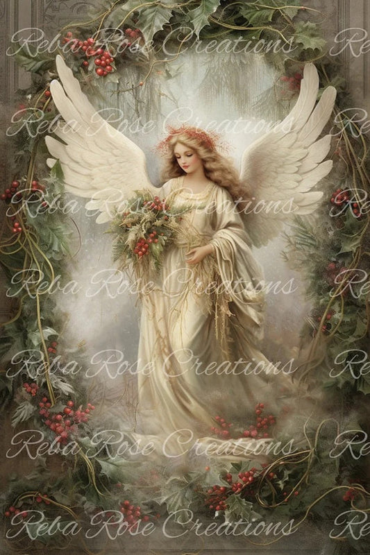 Angel Wreath Rice Paper by Reba Rose Creations