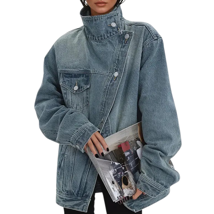 ANNA - Street Style Asymmetric Button Jacket