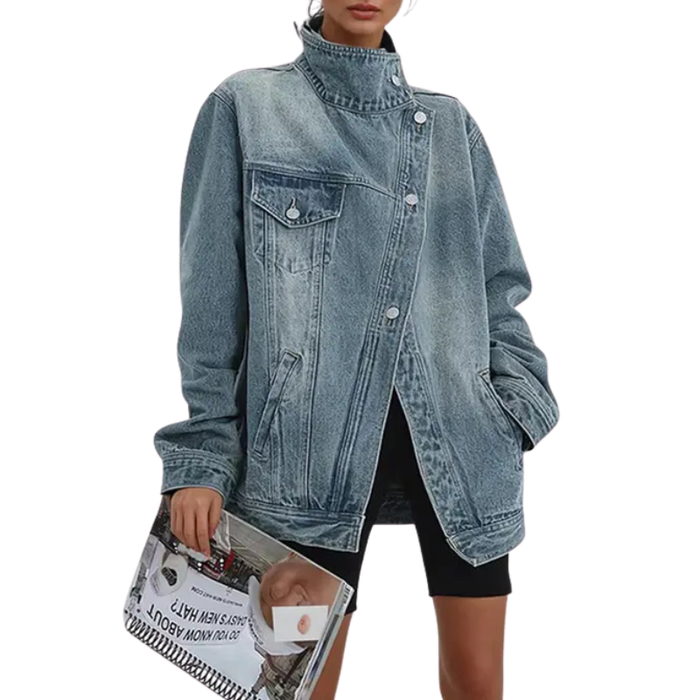 ANNA - Street Style Asymmetric Button Jacket