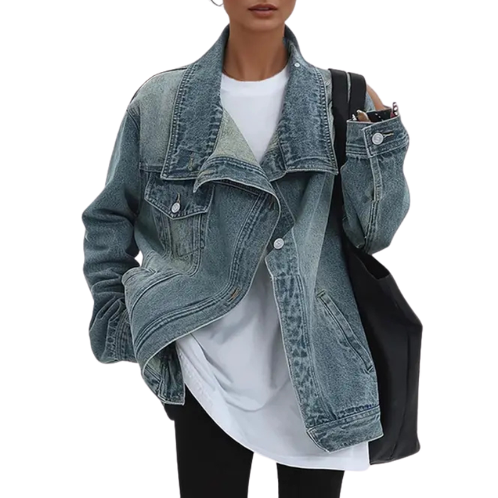 ANNA - Street Style Asymmetric Button Jacket