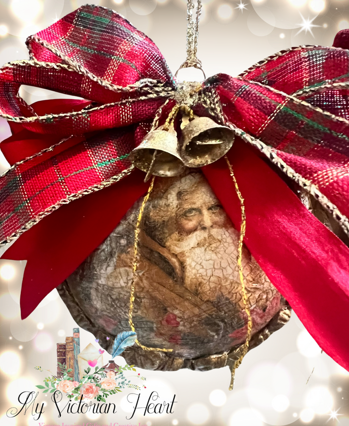 Antiqued Victorian Santa Ornament, Handmade Creative Joy by My Victorian Heart