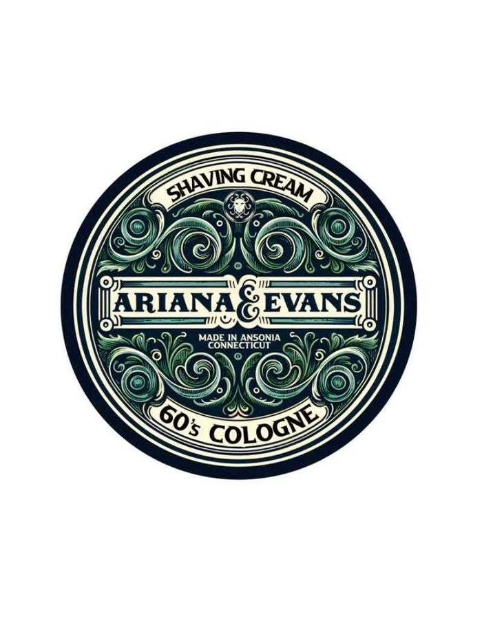 Ariana & Evans 60's Cologne Shaving Cream label with vintage design