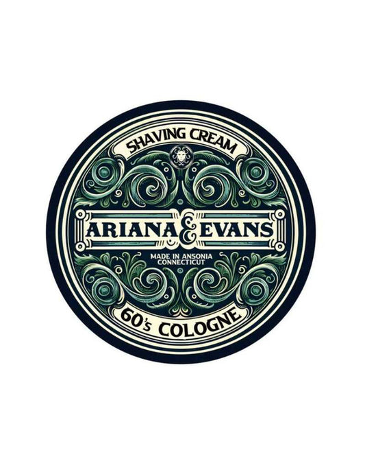 Ariana & Evans 60's Cologne Shaving Cream label with vintage design