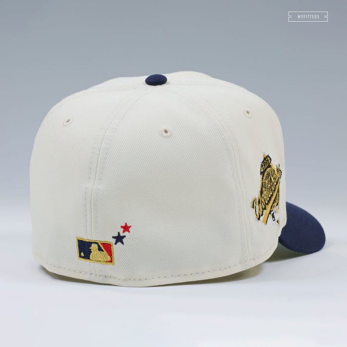 ATLANTA BRAVES 1995 WORLD SERIES CHAMPIONS OFF WHITE NIGHTSHADE NEW ERA FITTED CAP