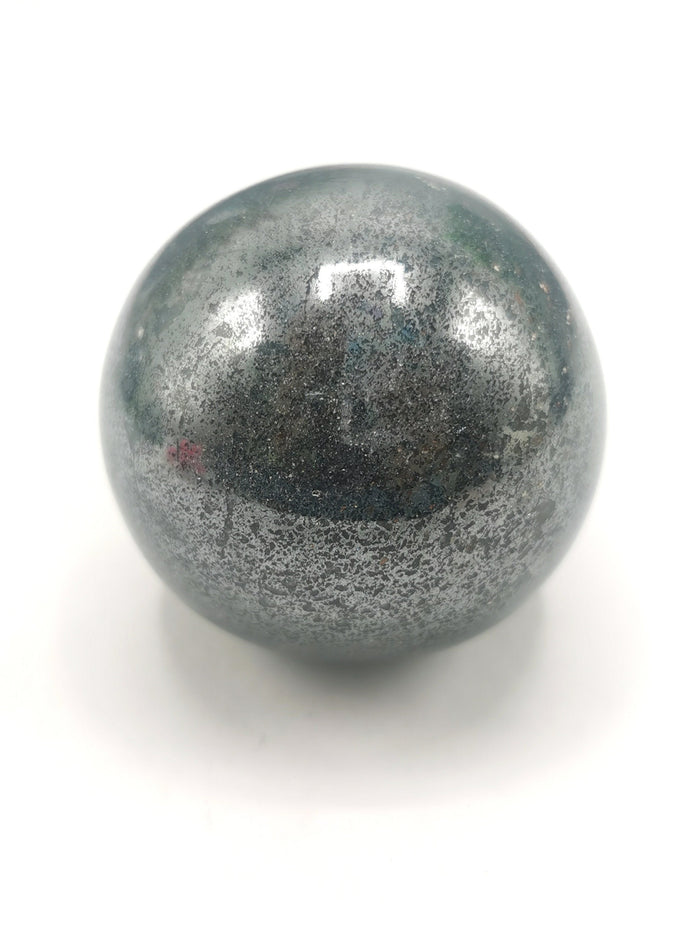 Awesome natural hematite sphere/ball - handmade carvings - energy/chakra/reiki - 1.6 inch (4 cms) dia and 160 gms (0.35 lb) - Shwasam