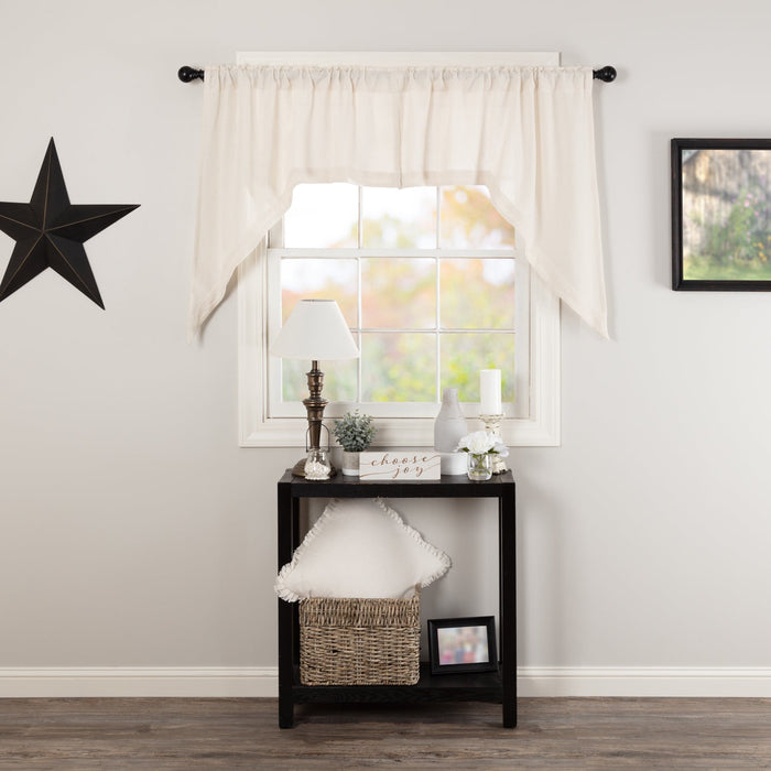 Burlap Antique White Swag Curtains-Lange General Store