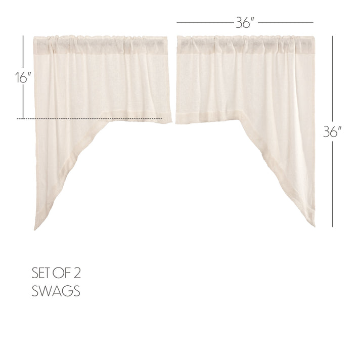 Burlap Antique White Swag Curtains-Lange General Store