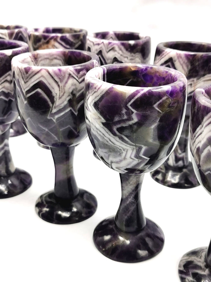 Beautiful gemstone wine glass in chevron amethyst stone - ONLY 1 PIECE