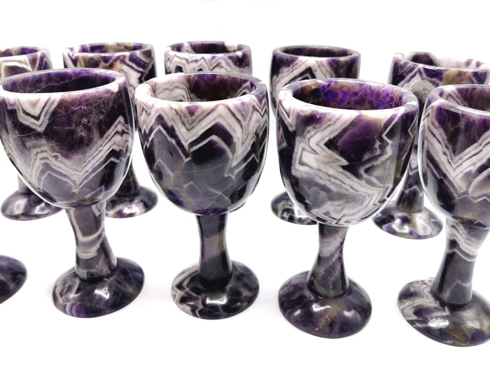 Beautiful gemstone wine glass in chevron amethyst stone - ONLY 1 PIECE