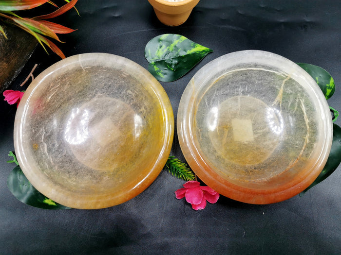 Beautiful red quartz designer hand carved bowls - 6 inches and 340 gms (0.75 lb) - ONE BOWL ONLY - Shwasam