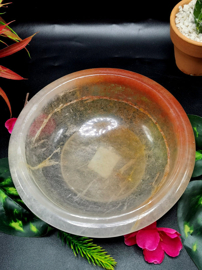 Beautiful red quartz designer hand carved bowls - 6 inches and 340 gms (0.75 lb) - ONE BOWL ONLY - Shwasam