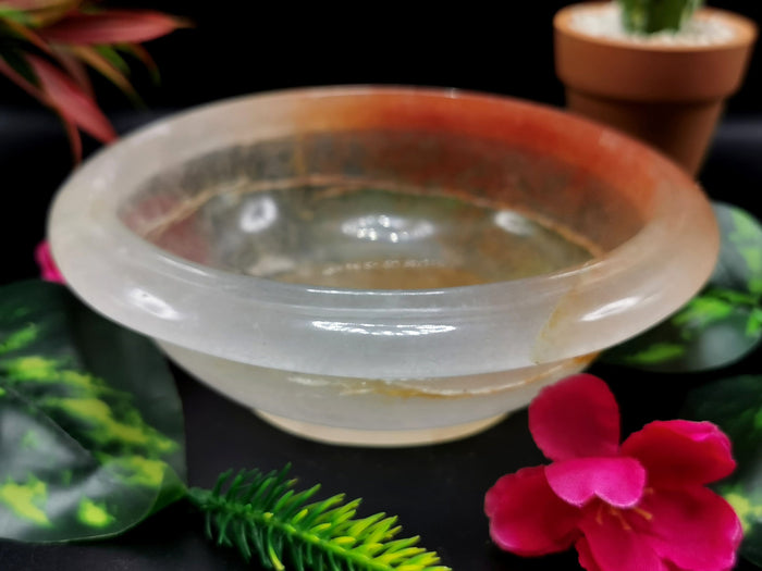 Beautiful red quartz designer hand carved bowls - 6 inches and 340 gms (0.75 lb) - ONE BOWL ONLY - Shwasam