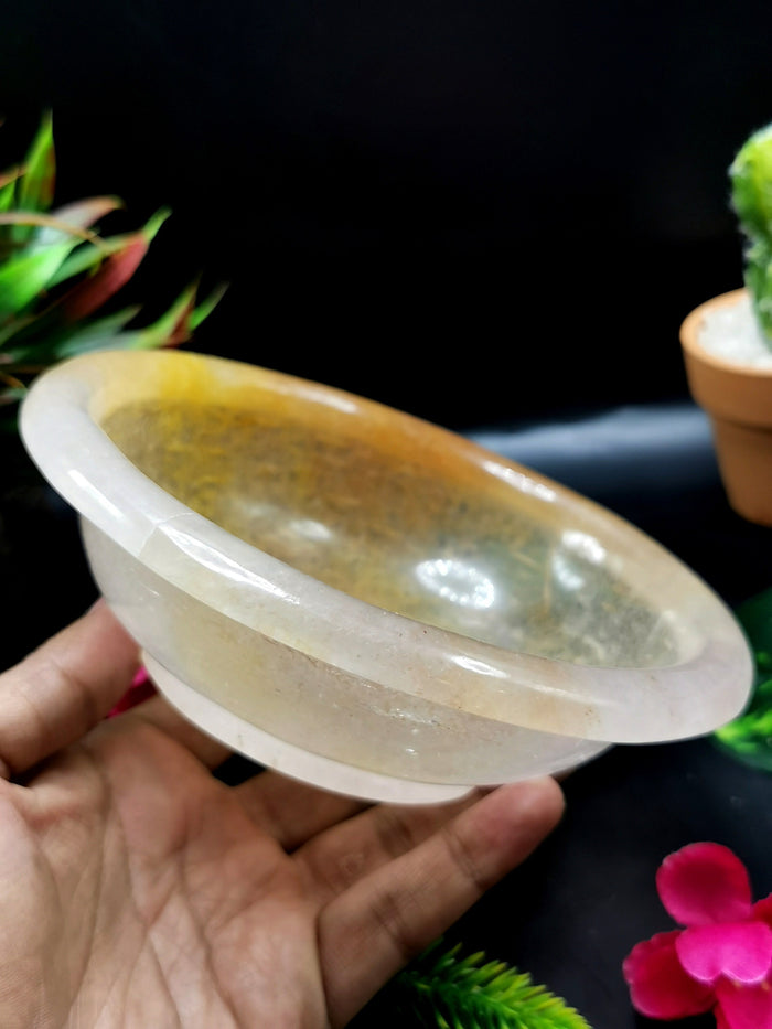 Beautiful red quartz designer hand carved bowls - 6 inches and 340 gms (0.75 lb) - ONE BOWL ONLY - Shwasam