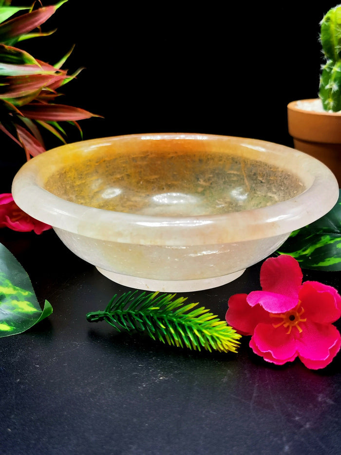 Beautiful red quartz designer hand carved bowls - 6 inches and 340 gms (0.75 lb) - ONE BOWL ONLY - Shwasam