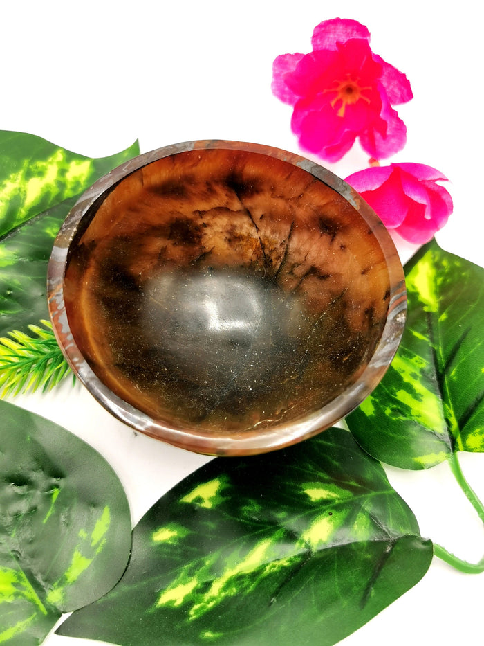 Beautiful tiger eye hand carved round bowls - 3 inches diameter and 185 gms (0.41 lb) - ONE BOWL ONLY - Shwasam