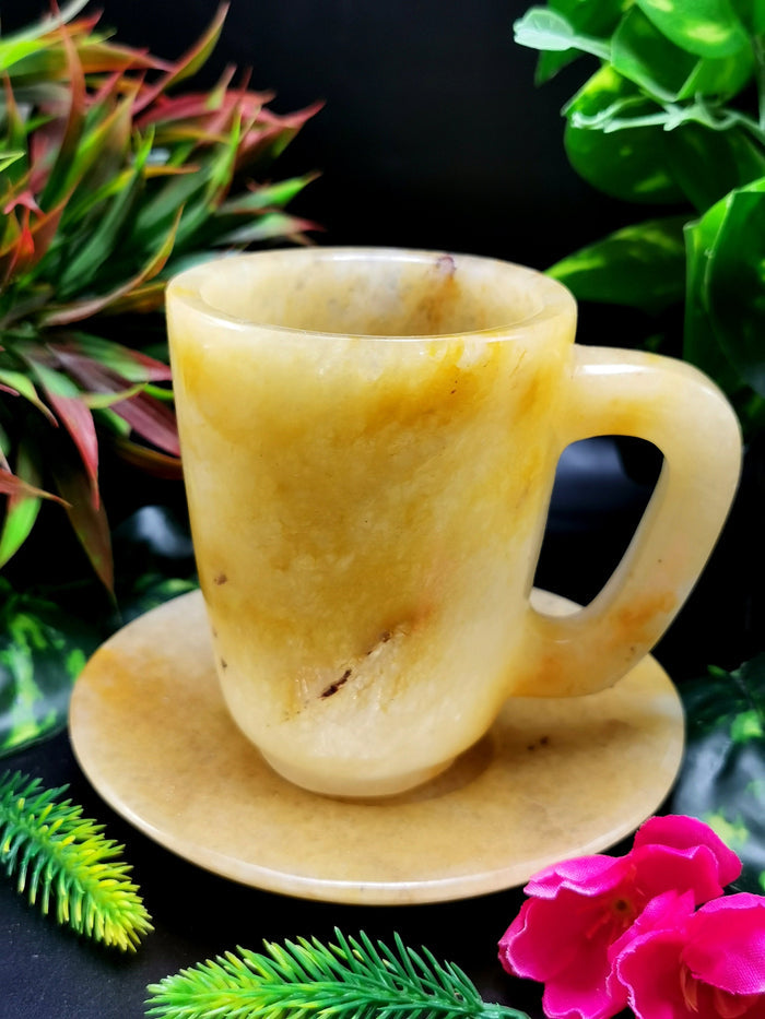 Beautiful Yellow Aventurine Tea Cup & Saucer - ONLY 1 Cup and 1 Saucer - Shwasam