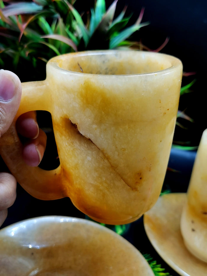 Beautiful Yellow Aventurine Tea Cup & Saucer - ONLY 1 Cup and 1 Saucer - Shwasam