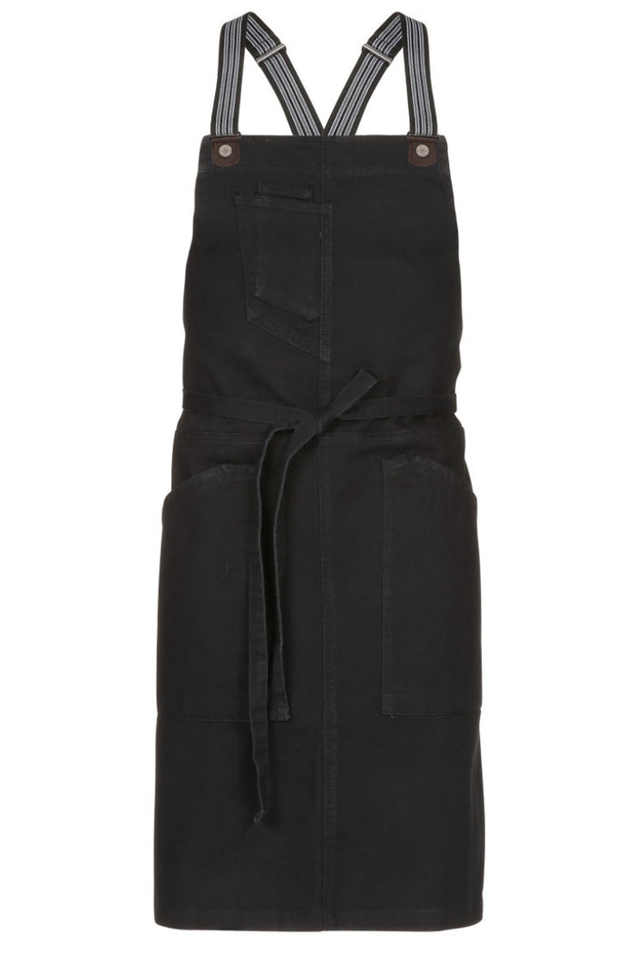 Chef Works Black Gray Berkeley Jet Black Denim Bib Snap Apron