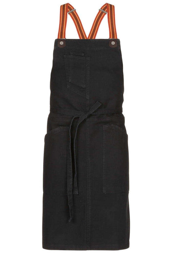 Chef Works Rust Clay Berkeley Jet Black Denim Bib Snap Apron