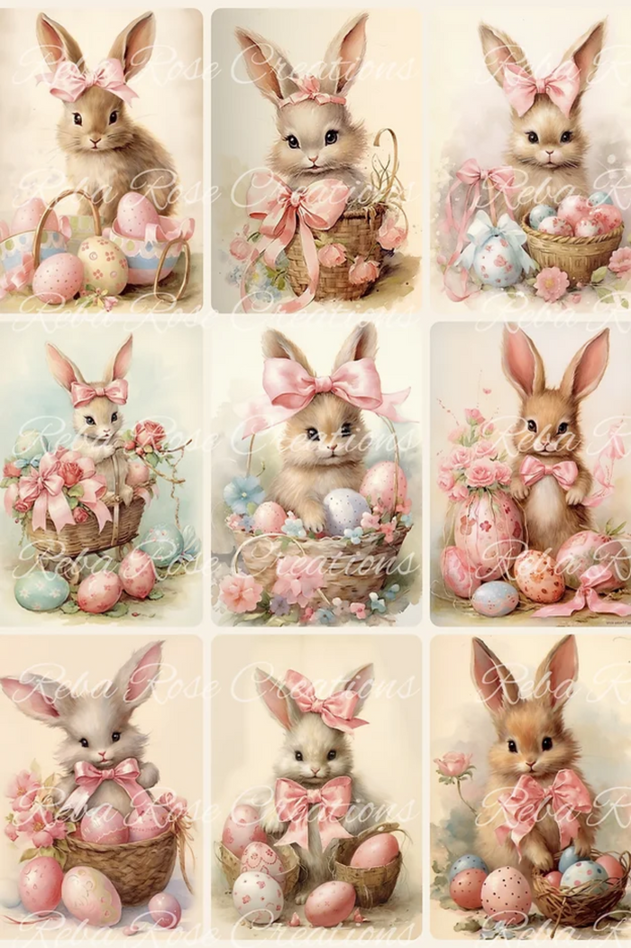 Big Ear Bunnies Rice Paper by Reba Rose Creations