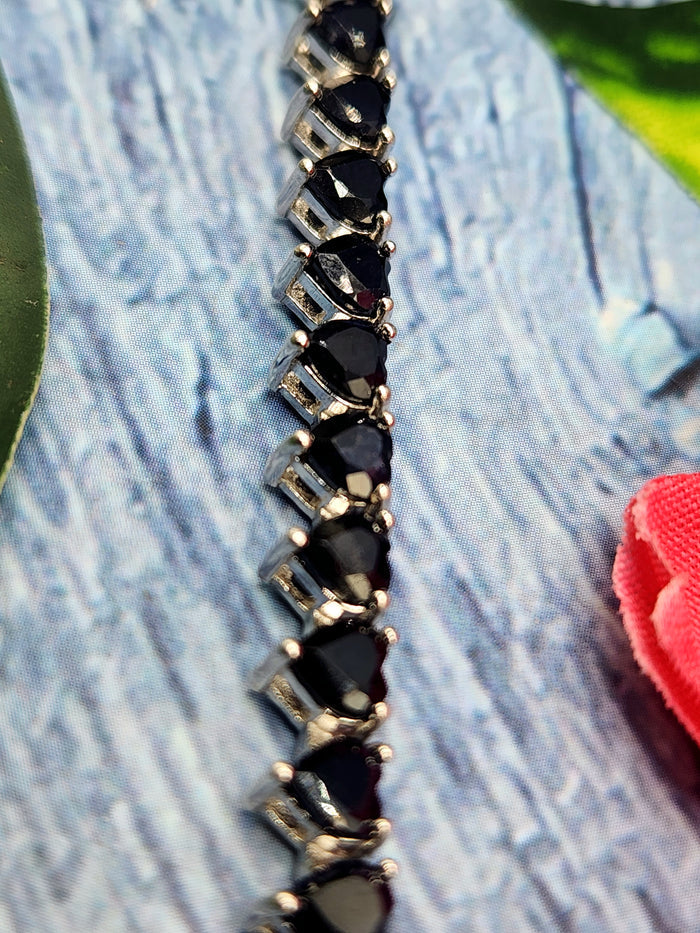 Blue Sapphire Bracelet in 925 Silver with Rhodium Plating - A Regal Symphony of Elegance and Wisdom - Shwasam