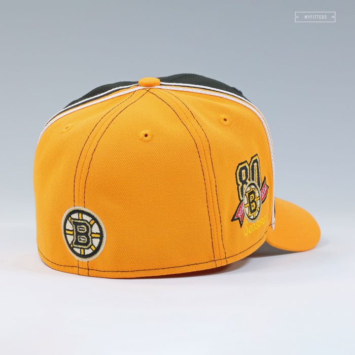 BOSTON BRUINS 80TH ANNIVERSARY REVERSE RETRO DIAGONAL BLOCK NEW ERA FITTED CAP