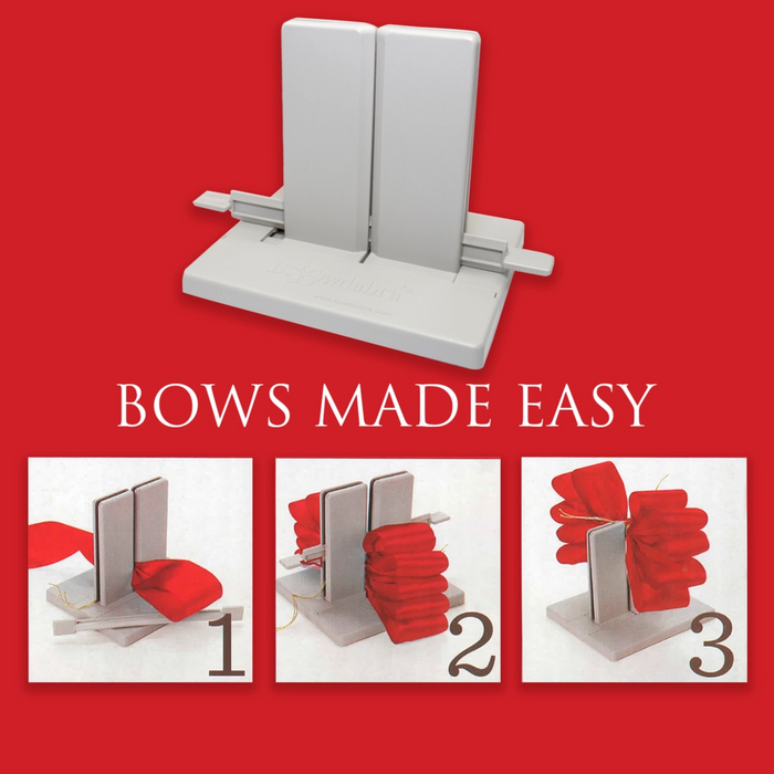 Bowdabra Bowmaker 3 step Bowmaking process on Bowmaker unit