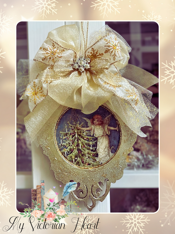 Starry Cherub Ornament with Fancy Bow made with Bowdabra Bowmaker by My Victorian Heart