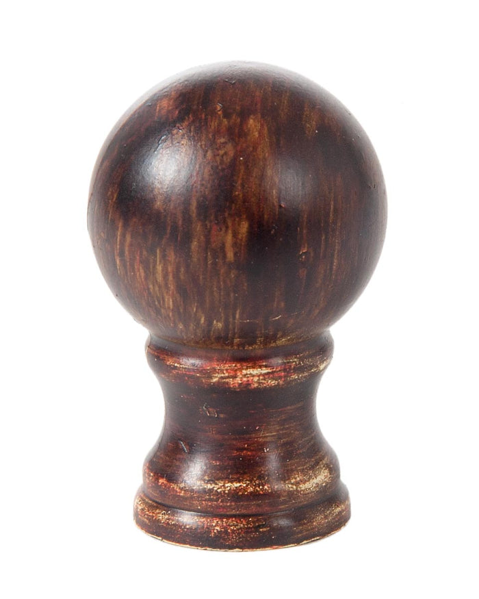 Brushed Brown Sphere Lamp Finial - 2" Height x 1-1/4" Wide, 1/4-27F Tap (11050PJ)