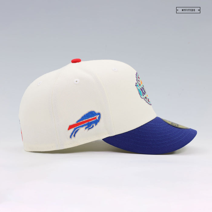 BUFFALO BILLS SUPER BOWL XXVIII LIGATURE REAR OFF WHITE NEW ERA FITTED CAP