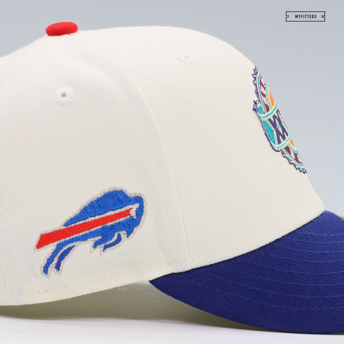BUFFALO BILLS SUPER BOWL XXVIII LIGATURE REAR OFF WHITE NEW ERA FITTED CAP