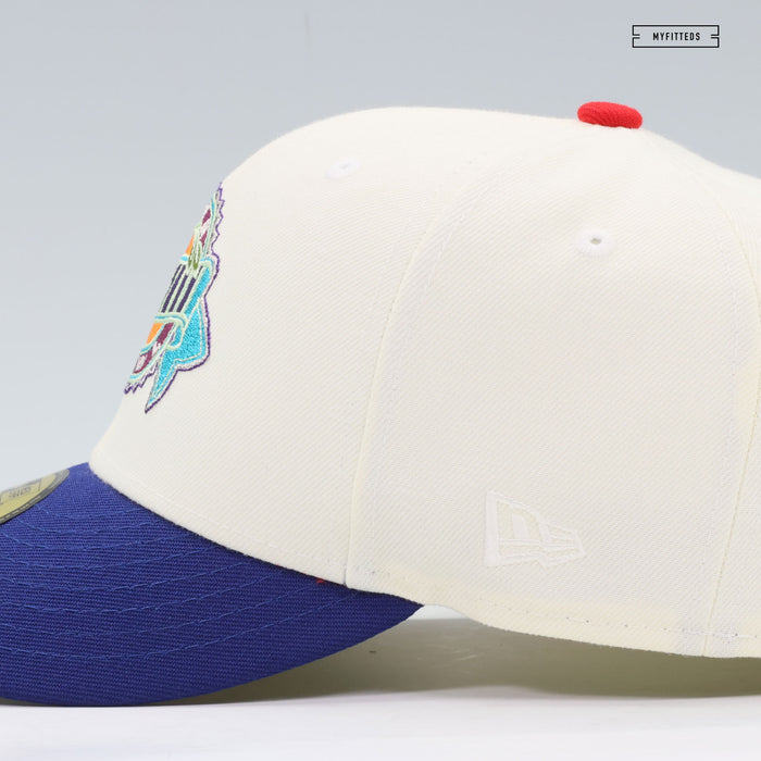 BUFFALO BILLS SUPER BOWL XXVIII LIGATURE REAR OFF WHITE NEW ERA FITTED CAP