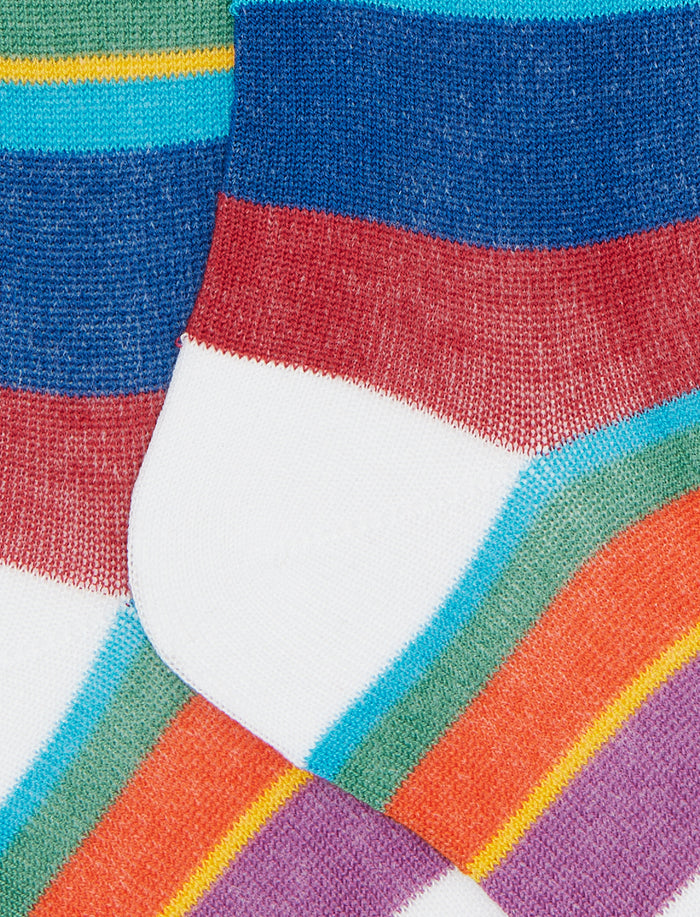Calze lunghe bambino cotone righe multicolor bianco - Gallo 1927 - Official Online Shop