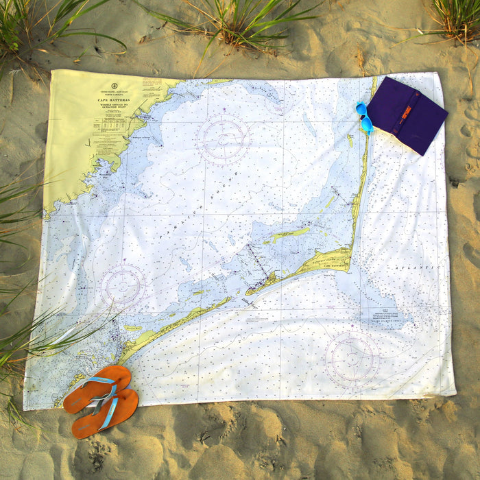 Cape Hatteras NC Nautical Chart Blanket - Maritime Tribes USABlanket