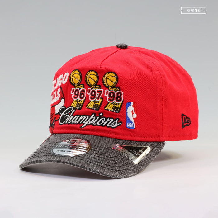 CHICAGO BULLS 1996, 1997, 1998 3 PEAT REPEAT NBA FINALS CHAMPIONS NEW ERA 19TWENTY SNAPBACK