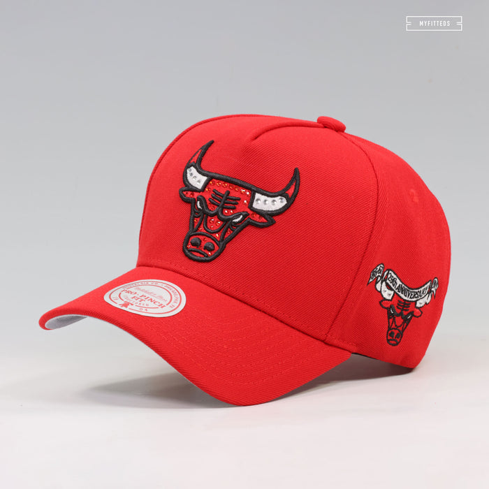 CHICAGO BULLS NBA 25TH ANNIVERSARY PRO-PINCH FIT GEMSTONES MITCHELL & NESS SNAPBACK