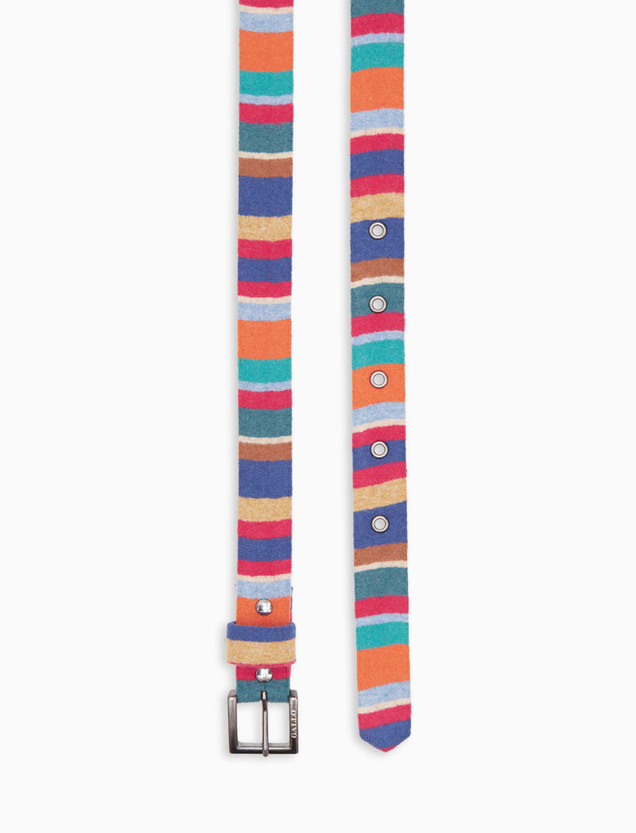 Cintura bassa donna pile azzurro righe multicolor