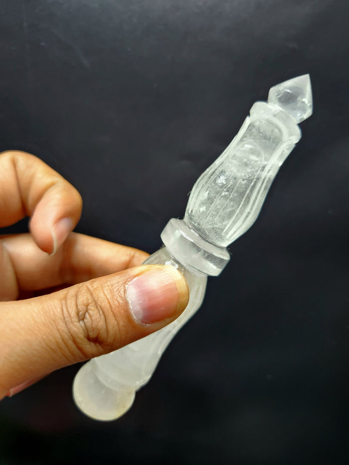 Clear Quartz carving of a traditional phurba - Carvings in gemstones and crystals - 5 inches and 98 gms