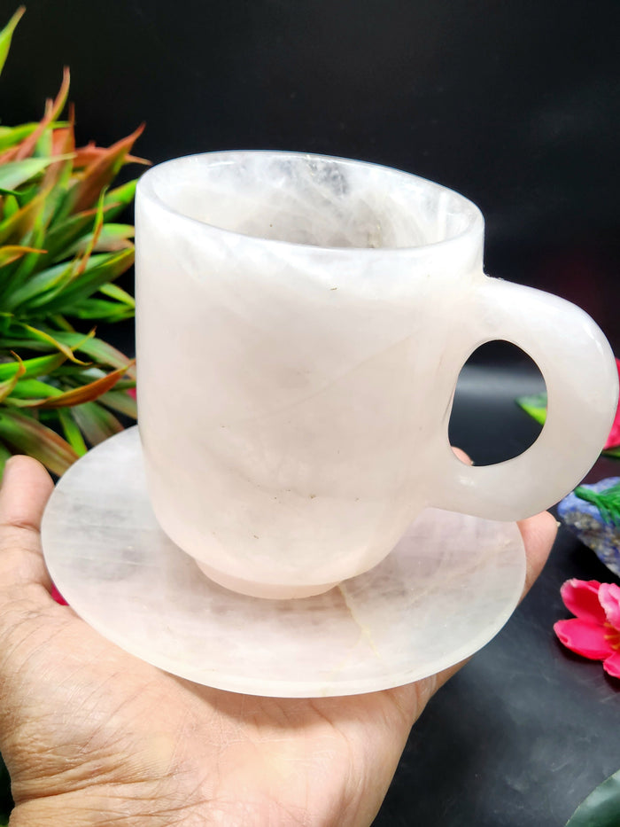 Crystal Gifts - Rose Quartz Tea Cup & Saucer - ONLY 1 Cup and 1 Saucer