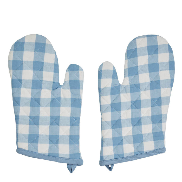 Dusk Blue Check Oven Mitt-Lange General Store