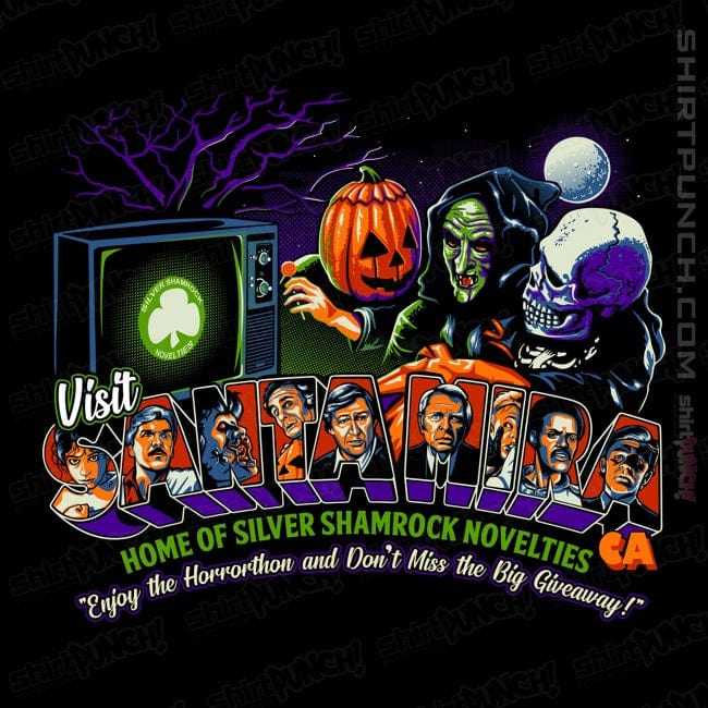 Daily_Deal_Shirts Magnets / 3"x3" / Black Enjoy the Horrorthon in Santa Mira