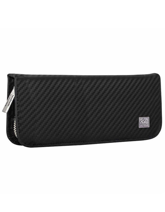 Closed black carbon fiber manicure set pouch for personal care