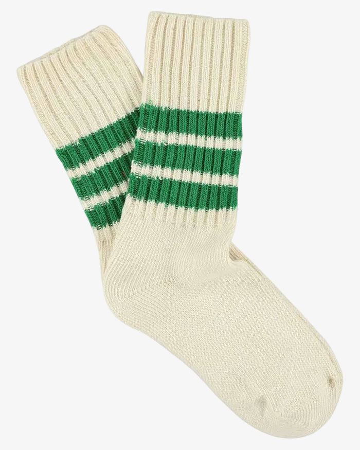 Escuyer Crew Stripes Sock Ecru/Green