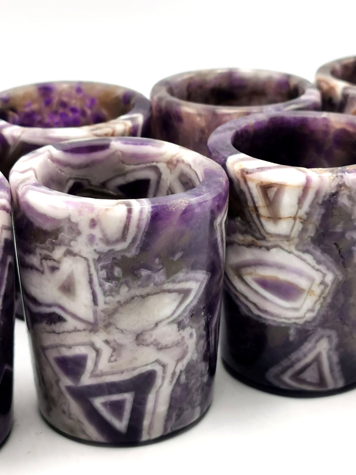 Exquisite gemstone shot glass / goblet in chevron amethyst stone - ONLY 1 PIECE
