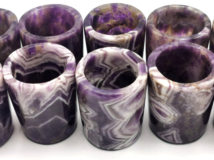 Exquisite gemstone shot glass / goblet in chevron amethyst stone - ONLY 1 PIECE
