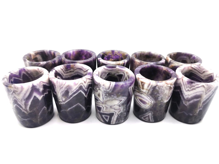 Exquisite gemstone shot glass / goblet in chevron amethyst stone - ONLY 1 PIECE
