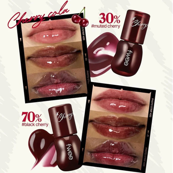 fwee 3D Voluming Gloss Cola Edition Cherry Cola swatches THEKSHOP Canada