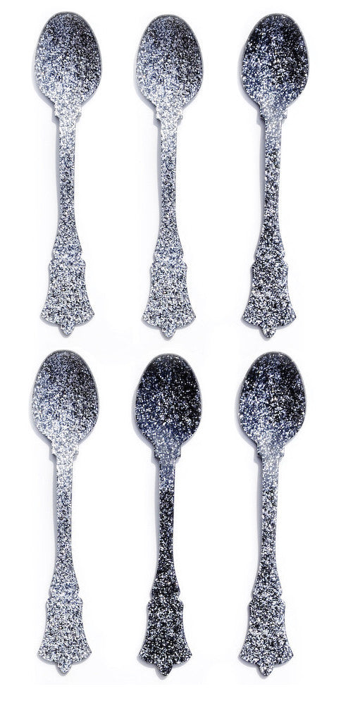 Glitter Teaspoon Set in Silver Glitter - LEIF