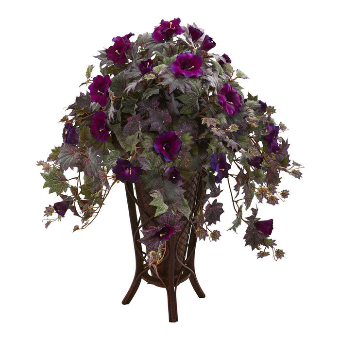 Gloxinia Artificial Plant in Stand Planter